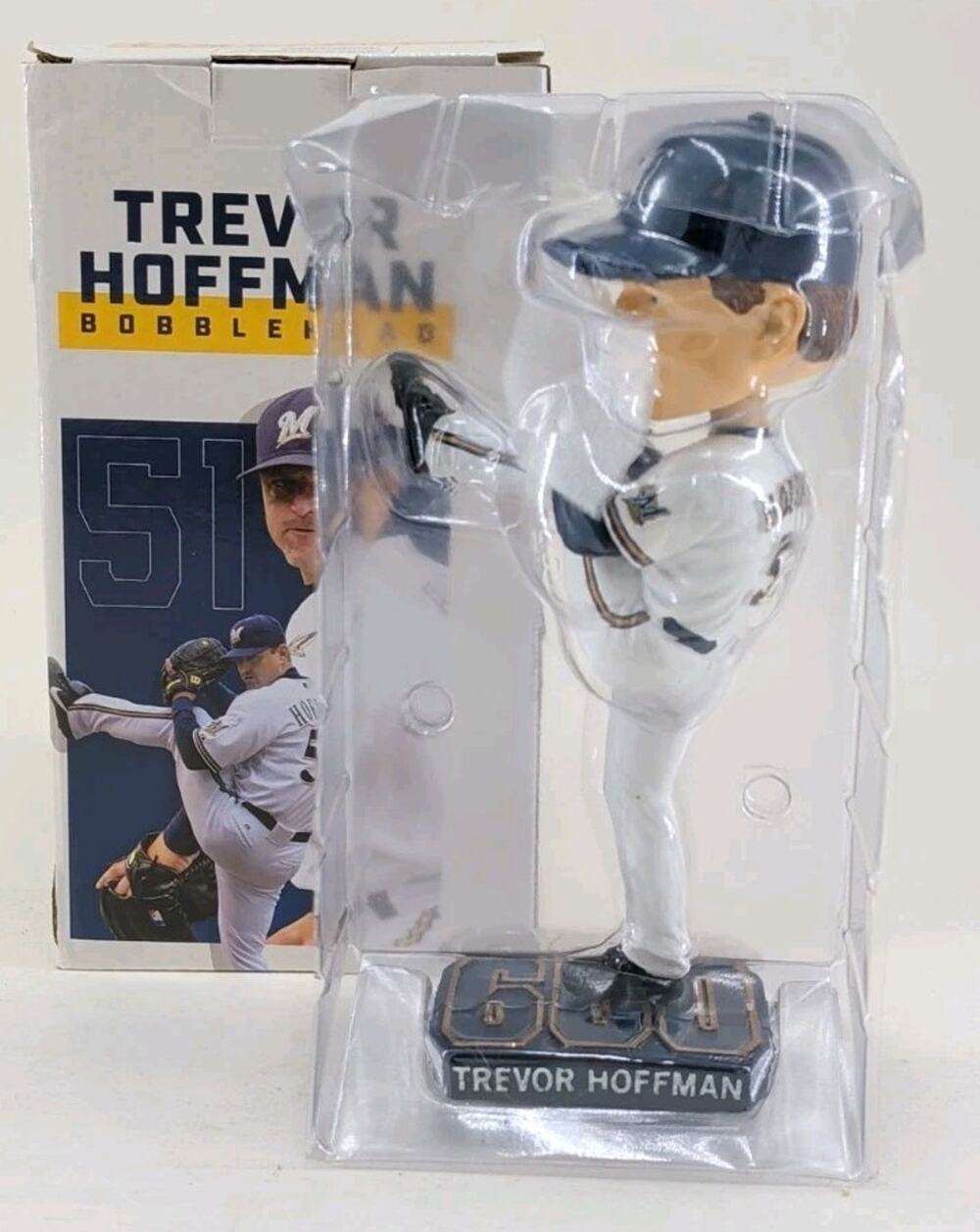 2022 Trevor Hoffman Milwaukee Brewers Bobblehead 600 Saves SSH Season Seat...